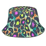 Sombrero del Pescador Neon Animal Leopard Print Sombrero de Pescador Unisex con Tapa Plana Gorra de Sol para Exteriores