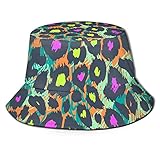 Sombrero del Pescador Neon Animal Leopard Print Sombrero de Pescador Unisex con Tapa Plana Gorra de Sol para Exteriores