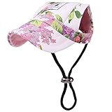 Pawaboo Gorra de Béisbol del Perro Gato,Ajustable Perro de Deporte al Aire Libre de Protección del Sol Sombrero de Béisbol Tapa Visera, Talla L,Floral Morado