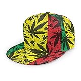 Gorra de béisbol plana con diseño de hoja de cannabis 3D en Grunge Rastafarian de ala plana ajustable, gorras de Snapback clásicas para papá, gorros de camionero para hombres y mujeres, color negro