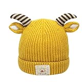 H.eternal(TM) - Gorro de Punto para niños y niñas, de algodón, cálido, para recién Nacidos, bebés, Bufandas de Punto de Invierno Amarillo Amarillo M