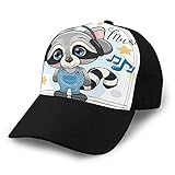LJKHas232 880 Sombrero Ajustable Gorra de béisbol de Fondo Plano Lindo Mapache de Dibujos Animados con Auriculares Gorra de béisbol de Mezclilla Personalizada