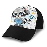 LJKHas232 880 Sombrero Ajustable Gorra de béisbol de Fondo Plano Lindo Mapache de Dibujos Animados con Auriculares Gorra de béisbol de Mezclilla Personalizada