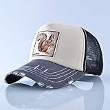 Gorras de béisbol Malla Transpirable De Verano Casquette Ardilla Parche Bordado Gorras De Béisbol Hombres Mujeres Bone Trucker Cap Beige