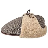 Stetson Gorra Bugatti Lambswool Hombre - Made in Germany Gorro Ivy Plano con Visera, Orejeras, Forro otoño/Invierno - 55 cm marrón