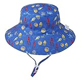 De verano para niños para niños sombreros de Sun con Protección UV UPF 50+ de ala ancha sombrero de la playa Pescador sombrero del sombrero del cubo para Bebés niñas de 6 meses-8 Años,H,M（50~54cm）