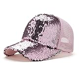 de las mujeres gorros lentejuelas brillantes Messy Bun casquillos del sol para damas