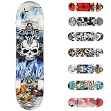 WeSkate Completo Skateboard para Principiantes, 80 x 20 cm 7 Capas Monopatín de Madera de Arce con rodamientos ABEC-7 Tabla de Skateboard para Niñas Niños Adolescentes Adultos