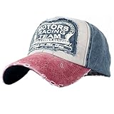 Tuopuda Nueva Unisex Gorra de béisbol algodón Mezclado Motocicleta Gorra molienda Borde Haga Viejo Sombrero (Rojo)