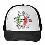 DIYthinker México Cultura Boceto de Cocina Mexicana Redonda Nacional Bandera Forma de Cactus Tropic Bosquejo Gorros Gorra de béisbol Nylon con Malla Sombrero Fresco Ajustable Casquillo de los niños