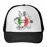 DIYthinker México Cultura Boceto de Cocina Mexicana Redonda Nacional Bandera Forma de Cactus Tropic Bosquejo Gorros Gorra de béisbol Nylon con Malla Sombrero Fresco Ajustable Casquillo de los niños