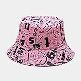 AOQW Sombrero De Pescador Sombrero De Cubo De Verano Mujer Letras En Inglés Doble Cara Algodón Reversible Gorra De Protección Solar Sombrero De Panamá para Hombre-Rose_Red