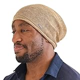 Casualbox | Lino Verano Gorros Beanie Desgarbado Enfriamiento Tejido Sombrero Unisex Hombre Mujeres Beige