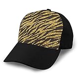 Sombrero de Malla Unisex Gorras de béisbol para Adultos Sombrero de sombrilla Gorra Snapback Glitter Dorado Abstracto Animal Print Blanco sin Costuras Hombres Mujeres Sombrero