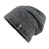 anyuq66qq Sombrero   Etiqueta De Texto De Punto Negro Hip-Hop Hombres Gorro   Invierno Moda Cálido De Gran Tamaño Chunky Baggy Stretchy Slouchy Skully Hat ToucaSP, H, M