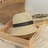 AMZOLNE Sombrero de Cubo de Verano para Mujer, Sombrero para el Sol, Gorra de Pesca Anti-Ultravioleta-Blanquecino_M (56-58cm)