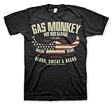 Gas Monkey Garage Oficialmente Licenciado American Viking Hombre Camiseta (Negro), Small