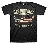 Gas Monkey Garage Oficialmente Licenciado American Viking Hombre Camiseta (Negro), Small