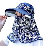 VALICLUD Sombrero de Pesca Protector Solar de ala Ancha para Mujer con Cuello Tapa de Cola de Caballo Gorra de Playa de Verano con Solapa Desmontable para Practicar Senderismo Al Aire Libre Golf