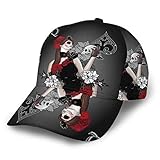 Inaayayi Gorra de béisbol Queen of Spades con diseño de Cabeza de Calavera y Rosas, Gorra de béisbol Plana para Hombres y Mujeres, con Tirantes Ajustables