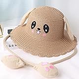 AMZOLNE Sombrero de Paja para niños Sombrero de Visera para el Sol Lindo Sombrero de Pescador Sombrero de bebé para niños de Color Caqui