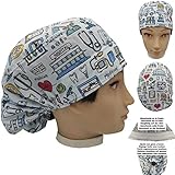 Gorro quirofano INSTRUMENTAL MEDICO para Pelo Largo Enfermera Cirujana Doctora Tira absorbente en la frente, goma con tensor ajustable fácil y cómodo