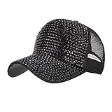 Gorra De Béisbol Mujer para Rhinestone Cap Casual Bling Mode De Marca Diamond Peaked Cap Vintage Fashion Outdoor Sunscreen Cap Girl (Color : Negro, Size : One Size)