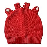 LTH-GD Gorra de Invierno y Sombrero Niñas Niños Niños Niños Pequeños Gorro de Punto Cálido Orejeras Gancho de Mano Navidad Alces Bebé Algodón Línea Bebé Sombrero (Color : Pink, Size : S)