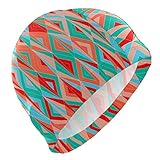 Tcerlcir Gorro Natación Impresión geométrica de Cuadros Coloridos Abstractos Gorro de Piscina para Hombre y Mujer Hecho de Silicona Ideal para Pelo Largo y Corto