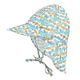 LACOFIA Sombrero de Playa de protección Solar para bebé Gorro de Verano de Solapa Ajustable Super Suave para niños Ballena 6-18 Meses