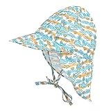 LACOFIA Sombrero de Playa de protección Solar para bebé Gorro de Verano de Solapa Ajustable Super Suave para niños Ballena 6-18 Meses