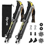 Glymnis Bastones de Senderismo Bastones Trekking Plegables 2pcs 36cm-130cm de Aleación de Aluminio 7075 y EVA para Senderismo Alpinismo Trail Viaje