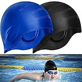 BETOY Gorro Piscina Protecion de Oido 3D - Gorro de Natación - Gorro Natación Mujer Hombre - Gorro de Baño Niños y Adultos - 100% de Silicona Impermeable