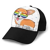 LJKHas232 1077 Sombrero Ajustable Gorra de béisbol con Fondo Plano Corgi Fresco de Dibujos Animados con Gafas de Sol Gorra para el Sol