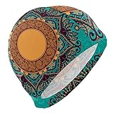 Tcerlcir Gorro Natación Mandala Trippy Gorro de Piscina para Hombre y Mujer Hecho de Silicona Ideal para Pelo Largo y Corto