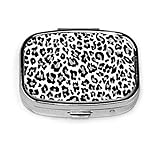 Animal Skin Leopard Seamless Pattern Custom Fashion Silver Square Pill Box Medicine Tablet Holder Wallet Organizador para bolsillo o monedero