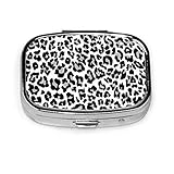 Animal Skin Leopard Seamless Pattern Custom Fashion Silver Square Pill Box Medicine Tablet Holder Wallet Organizador para bolsillo o monedero