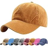 Tuopuda Gorra de Béisbol Classic Unisex Ajustable Washed Teñido Gorras de Béisbol de Algodón Sombrero de Deportes al Aire Libre (Amarillo)