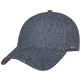 Stetson Gorra de Lana Plano, Hombre - Gorra de béisbol con el Dorso de la Visera de Cuero - Gorra de Caballero con diseño en Espiga - con Forro de algodón - otoño/Invierno Azul Oscuro L (58-59 cm)