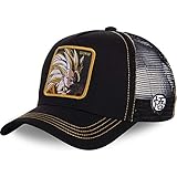 Moda Media Malla Transpirable Gorra Deportiva Unisex, Animal Embroidered Cómoda Tela Elástica Gorra De Béisbol De Velcro Ajustable Gorros Casuales Gorras De Béisbol De Hip Hop Caza Pesca (Goku-Black)