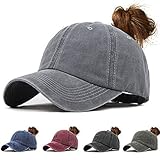 CheChury Gorra de Béisbol Mujer Cola de Caballo Gorra Beisbol Moda Algodón Lavado Ajustable Snapback Sombrero Trucker Gorra