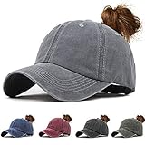 CheChury Gorra de Béisbol Mujer Cola de Caballo Gorra Beisbol Moda Algodón Lavado Ajustable Snapback Sombrero Trucker Gorra