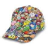 The Legend of Zelda Sonic Pikachu Super Mario Smash Bros Kirby Gorra De Béisbol Populares Hip Hop Flat Ajustable Sombrero Unisex Sombrero Deportivo, Completo Impreso Sombreros Negro