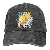 ZHKERYNA Po-kemon Unisex Ocio Visera para El Sol Gorras Suaves Moda Vintage Gorra De Mezclilla Lavada Sombrero Casqueta Sombrero Deportivo Ajustable