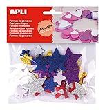 Apli - Bolsa formas EVA adhesiva purpurina formas estrella, multicolor, 50 uds