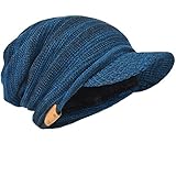 HISSHE Gorro de punto grueso para hombre Newsboy Cap Visor Beanie Hat Fleece Forrado Multicolor B319