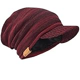 HISSHE Gorro de punto grueso para hombre Newsboy Cap Visor Beanie Hat Fleece Forrado Multicolor B319