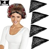 4 Piezas de Malla de Algodón Triangular para Rulos, Red de Cabello de Mujeres Malla de Cabello Red Triangular de Pelo para Dormir, Negro, 35 x 35 x 57 Pulgadas