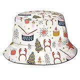 Navidad con Juguetes Sombrero de Pescador Sombrero de Copa Transpirable de Tapa Plana Sombrero de Sol de Moda Unisex Verano