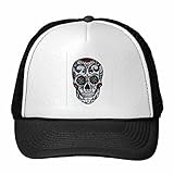 DIYthinker Nylon Gorra de béisbol Flor Cirrus Gris cráneo México Cultura Nacional de Ilustración Gorros Gorro Casquillo Ajustable Adulto Gris